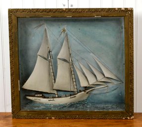 Antique Wooden Boat In Shadowbox (CTF20)