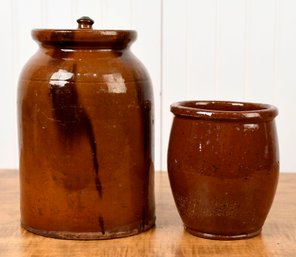 Two 19th C. American Redware Storage Jars (CTF10)