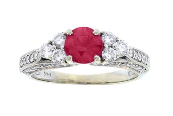 14k Gold Synthetic Ruby And Diamond (CTF10)