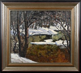 Theophile Schneider Oil On Board, Woodstock VT Brook In Spring Thaw (CTF10)