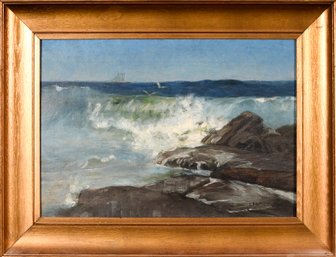 Vintage Louis D. Norton Oil On Canvas, Coastal Scene (CTF10)