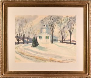 R. Alden Burt Watercolor, New England Church (CTF0)