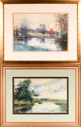 Two Vintage Louis D. Norton Watercolors, River Scenes (CTF20)