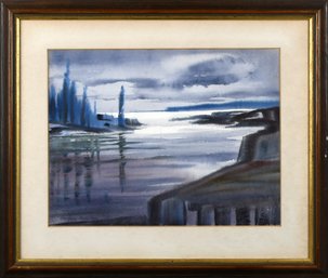 Stephen Hamilton Watercolor, MA Lake Scene (CTF10)