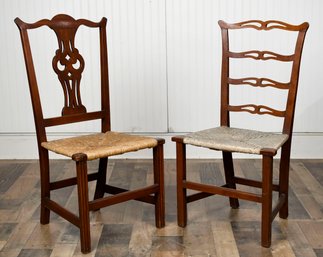 Two 18th C. American Chippendale Side Chairs (CTF20)