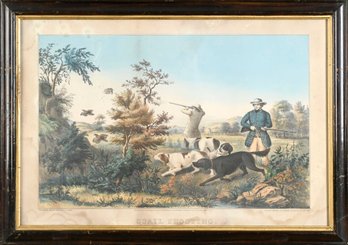 Antique N. Currier Lithograph, Quail Shooting (CTF10)