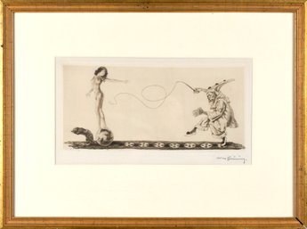 Max Bruning Pencil Signed Etching, Jester (CTF10)