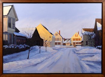1999 Melissa A. Miller Oil On Canvas, Winter Street Scene (CTF10)