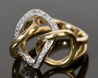 14k Gold & Diamond Link Ring (CTF10)