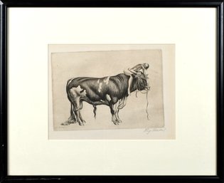 Richard Muller Etching, Girl And Bull (CTF10)