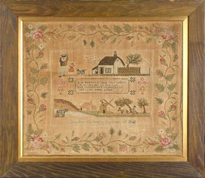 Large Antique Pictorial Sampler (CTF20)