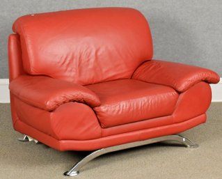 Palliser Labeled Red Leather Club Chair (CTF30)