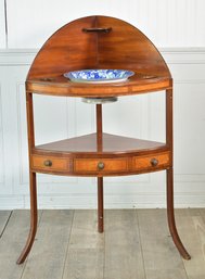 Antique Inlaid Hepplewhite Corner Wash Stand (CTF20)