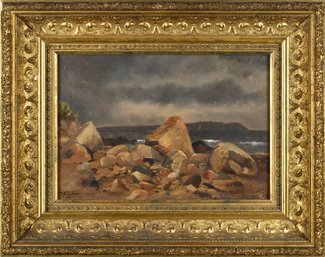 Antique John Noble Barlow Oil On Canvas, Seascape (CTF10)