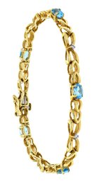 14k Gold Diamond And Topaz Bracelet (CTF10)