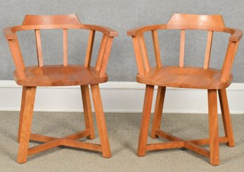 Pr. Signed Pompanoosuc Mills Cherry Armchairs (CTF20)