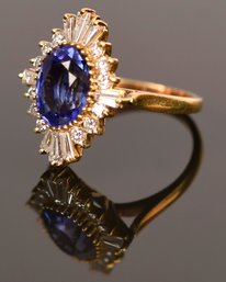 18k Gold Tanzanite & Diamond Ring (CTF10)