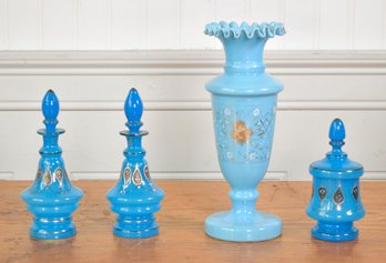 Blue Victorian Glass, 4pcs.  (CTF10)