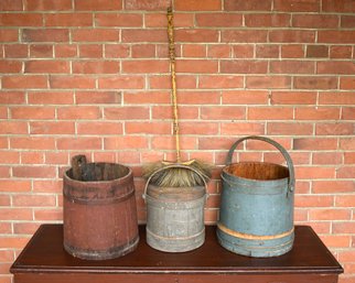 Antique Firkins, Sap Bucket, Broom (CTF10)