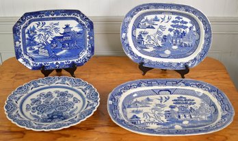 Antique And Vintage Blue And White Platters (CTF20)