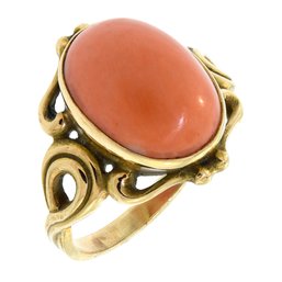 Antique 14k Gold And Coral Ring (CTF10)