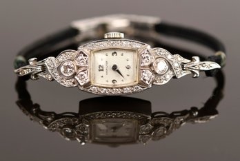 Antique Lady's Hamilton 14k Gold Diamond Watch (CTF10)