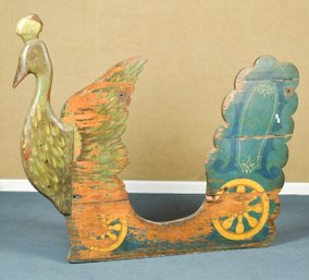 Antique Painted Wood Peacock Carousel Ride Fragment (CTF20)