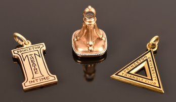 Two 14k Gold Princeton Charms And A Watch Fob (CTF10)