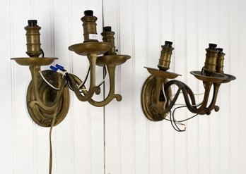 Pr. Antique Brass Wall Sconces (CTF10)