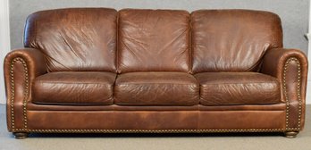 Vintage Italian Brown Leather Sofa (CTF50)