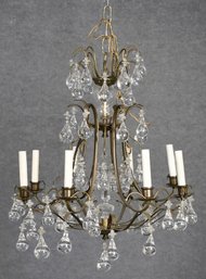 Antique Brass And Crystal Chandelier (CTF30)