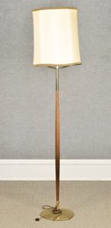 Mid-century Brass And Wood Floor Lamp (CTF20)