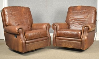 Pr. Italian Leather Swiveling Armchairs (CTF40)