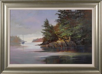 Maris Platais Oil On Canvas, Lake Landscape (CTF20)