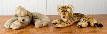 Two Vintage Steiff Animals, Poodle And Leopard (CTF10)