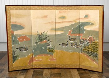 Vintage Chinese Gouache Folding Screen (CTF10)