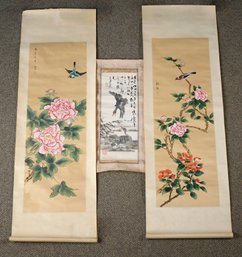 Three Signed 20th C. Chinese Scrolls, Birds And Flowers (CTF10)