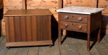 Antique Walnut Stand And Vintage Lift Top Box (CTF20)