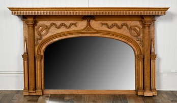 Antique Birdseye Maple Over-Mantle Mirror (CTF30)