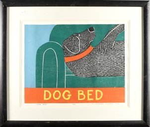 Stephen Huneck Pencil Signed Lithograph, Dog Bed (CTF20)