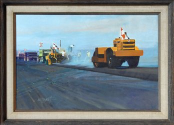 Walt Harnisch Oil On Canvas, Road Paving (CTF20)