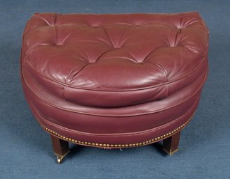 Vintage Maroon Leather Ottoman (CTF10)