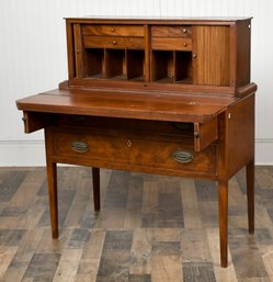 19th C. Inlaid American Mahogany Tambour Secretary (CTF30)