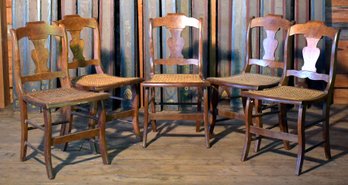 Set Of Five 19th C. Fiddleback Chairs (CTF30)