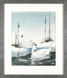 Lester M. Peterson Watercolor, Swans (CTF10)