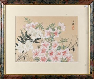 Kawarazaki Shodo Woodblock Print, Azaleas (CTF10)