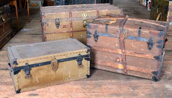 Three Vintage Steamer/Travel Trunks (CTF50)