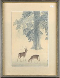 Kasamatsu Shiro Woodblock Print, Morning Fog At Nara Park (CTF10)