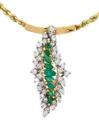 14k Gold, Diamond And Emerald Necklace (CTF10)