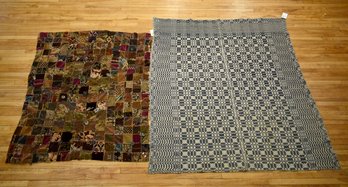 19th C. Crazy Quilt And Homespun Coverlet, 2pcs (CTF10)